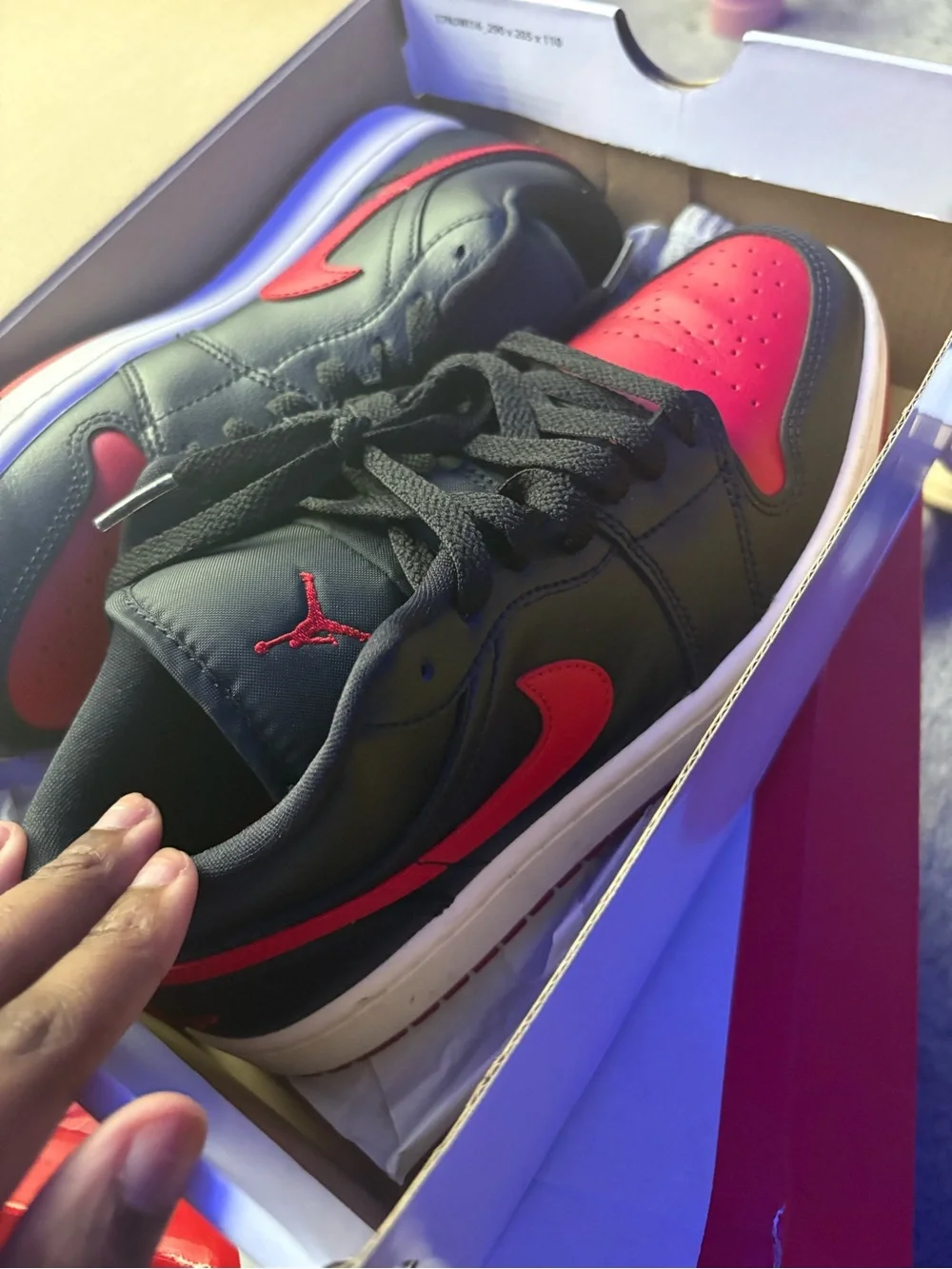 Jordan low top 1 Women’s 8 Black and Red Low-Top Sneakers